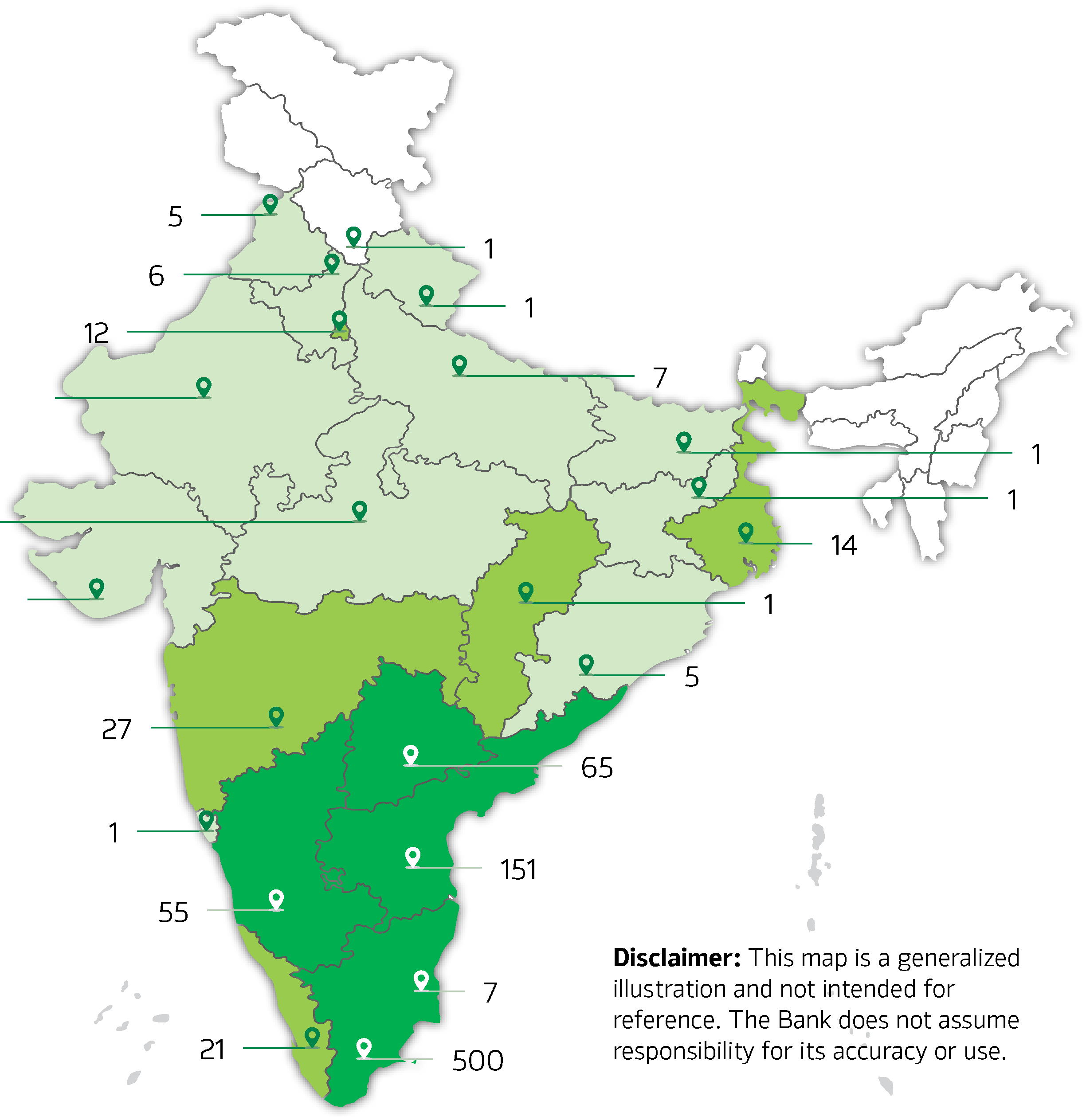 KVB branch network across India