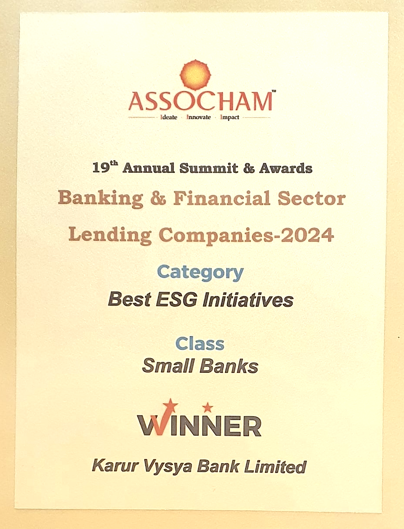 ASSOCHAM Best ESG Initiative Award Logo