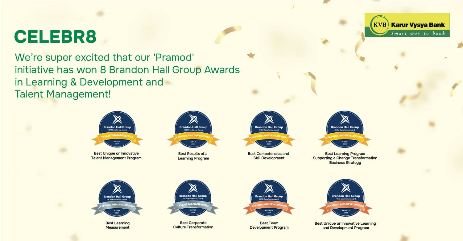 CELEBR8 We're super excited that our 'Pramod' initiative has won 8 Brandon Hall Group Awards in Learning & Development and Talent