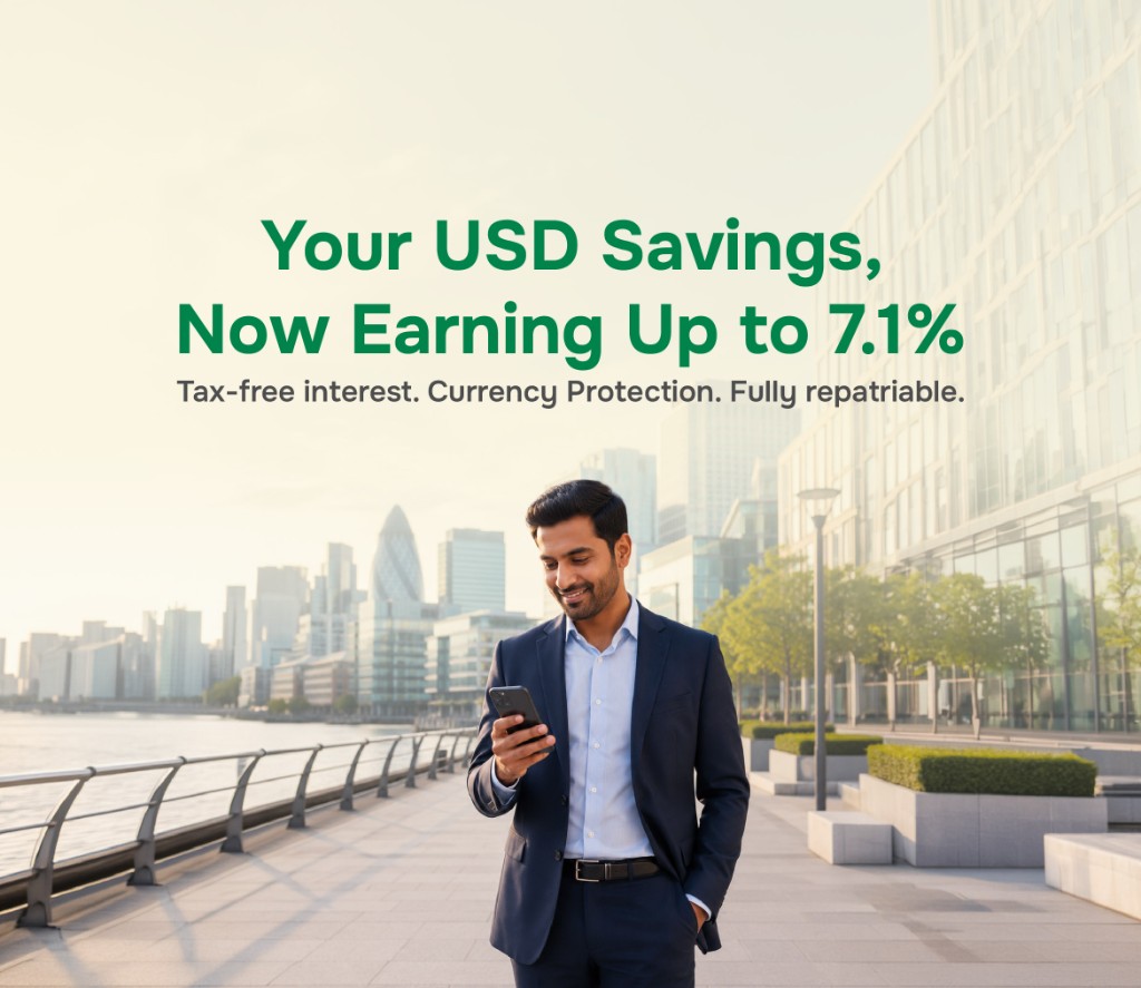 Your USD Savings, Now Earning Up to 7.1%. Tax-free interest. Currency protection. Fully repatriable.